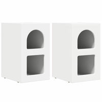 Comodino 2 pz-Set di 2 Tavolino da notte Bianco 29.5 x 35 x 50 cm Legno multistrato