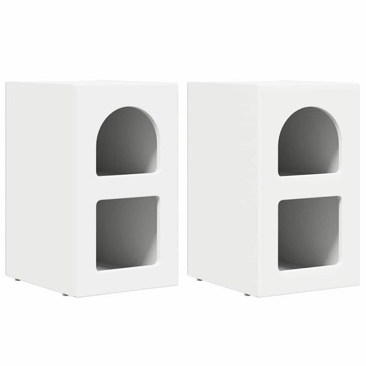 Comodino 2 pz-Set di 2 Tavolino da notte Bianco 29.5 x 35 x 50 cm Legno multistrato