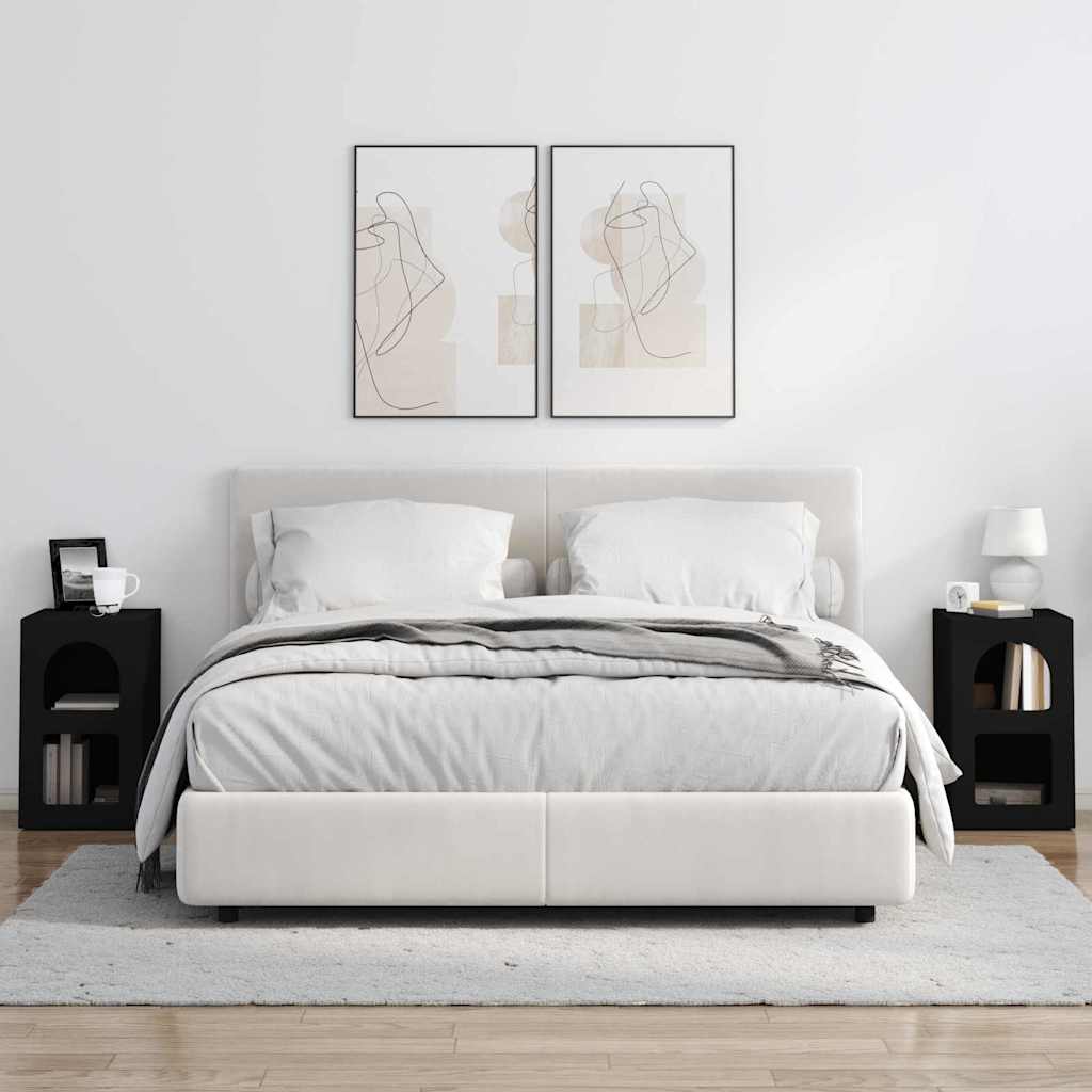 Comodino 2 pcs Nero 29.5 x 35 x 50 cm Legno multistrato 891227