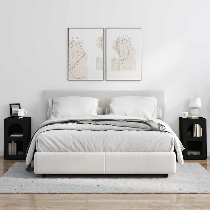 Comodino 2 pcs Nero 29.5 x 35 x 50 cm Legno multistrato 891227