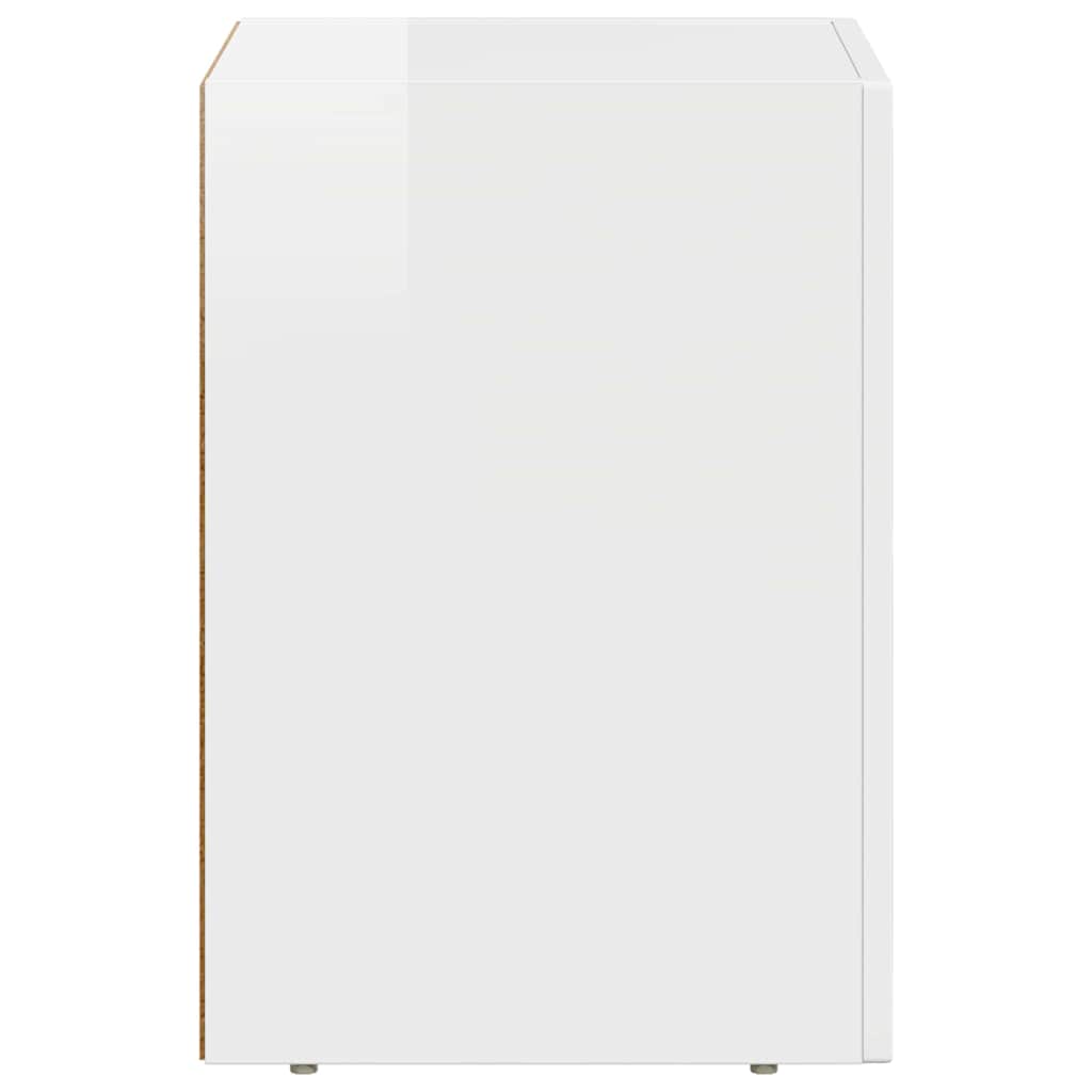 Comodino Bianco Lucido 29.5 x 35 x 50 cm Legno multistrato 891232