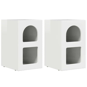Comodino 2 pz-Set di 2 Tavolino da notte Bianco Lucido 29.5 x 35 x 50 cm