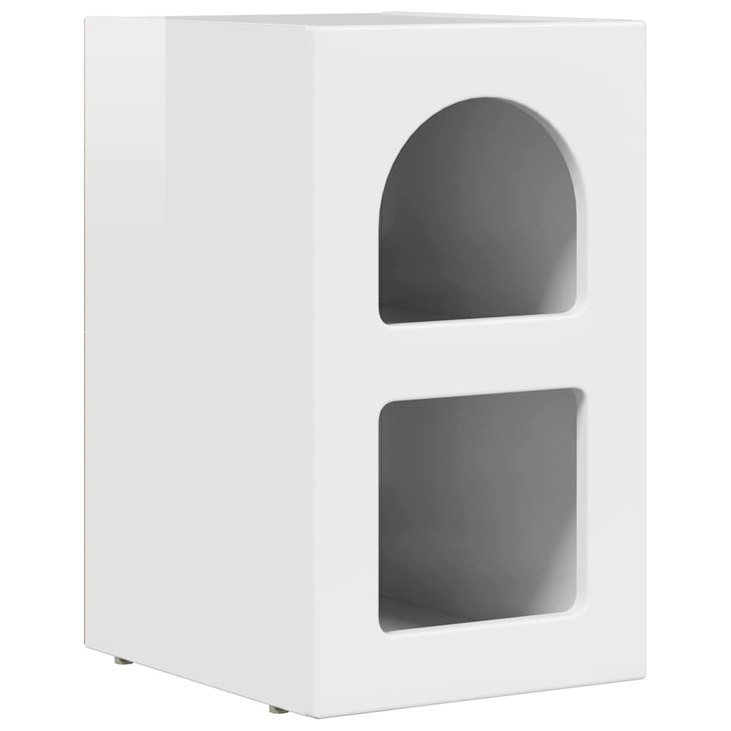 Comodino 2 pz-Set di 2 Tavolino da notte Bianco Lucido 29.5 x 35 x 50 cm