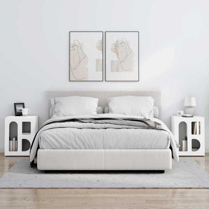 Comodino 2 pcs Bianco 40 x 35 x 50 cm Legno multistrato 891245