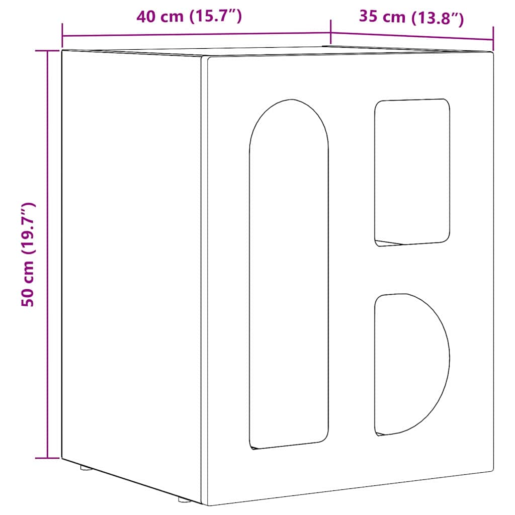 Comodino Grigio cemento 40 x 35 x 50 cm Legno multistrato 891250
