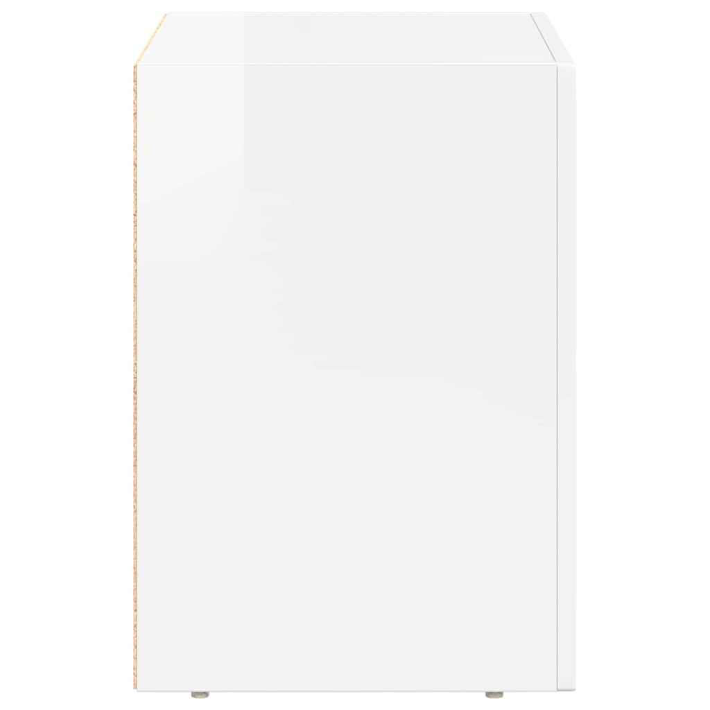 Comodino Bianco Lucido 40 x 35 x 50 cm Legno multistrato 891252