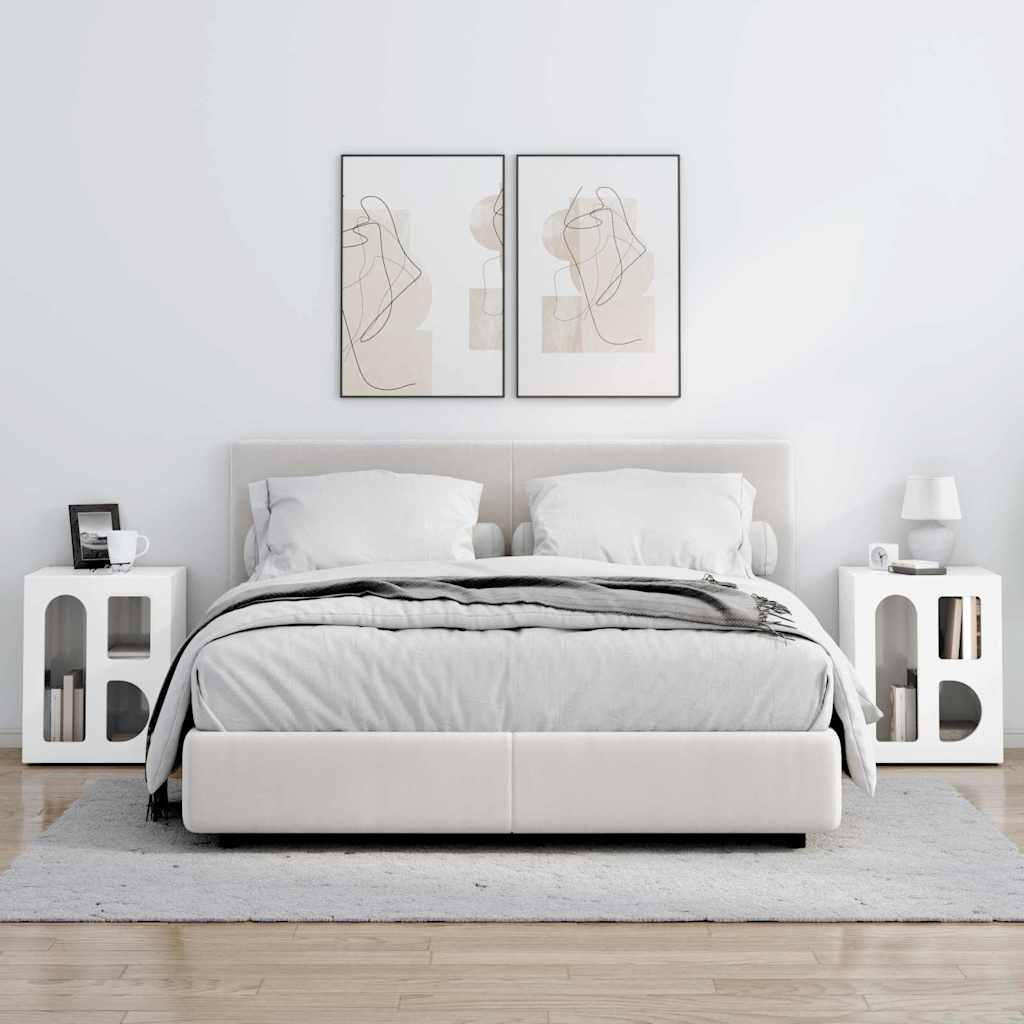 Comodino 2 pcs Bianco Lucido 40 x 35 x 50 cm Legno multistrato 891253
