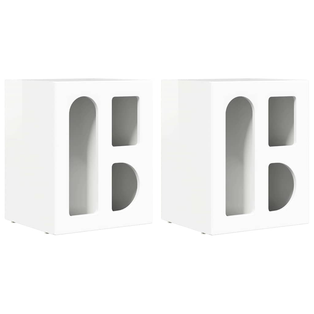 Comodino 2 pcs Bianco Lucido 40 x 35 x 50 cm Legno multistrato 891253