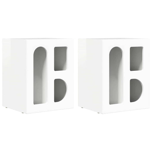 Comodino 2 pcs Bianco Lucido 40 x 35 x 50 cm Legno multistrato 891253