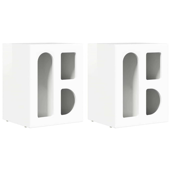 Comodino 2 pcs Bianco Lucido 40 x 35 x 50 cm Legno multistrato 891253