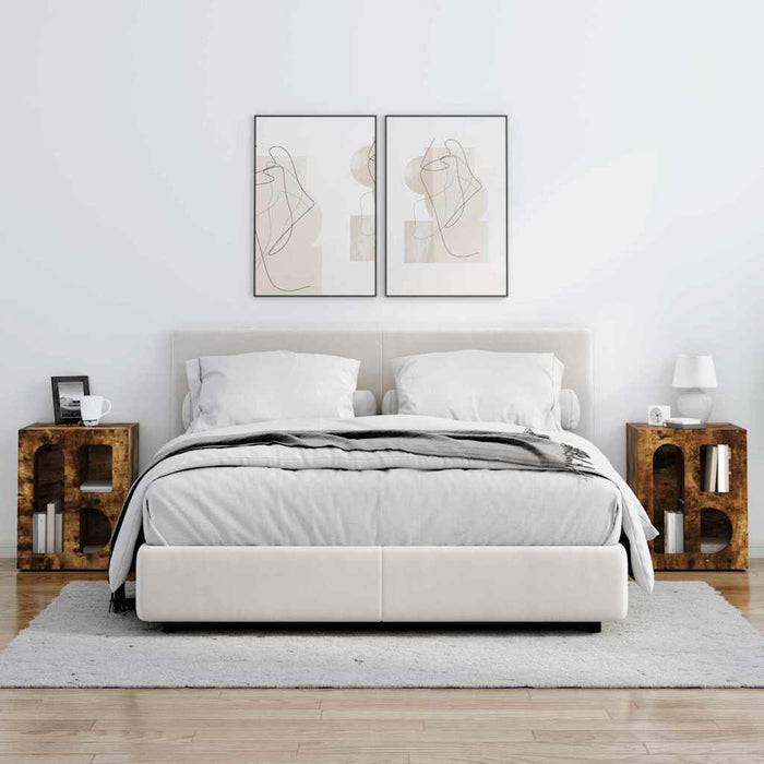 Comodino 2 pcs Rovere fumé 40 x 35 x 50 cm Legno multistrato 891255