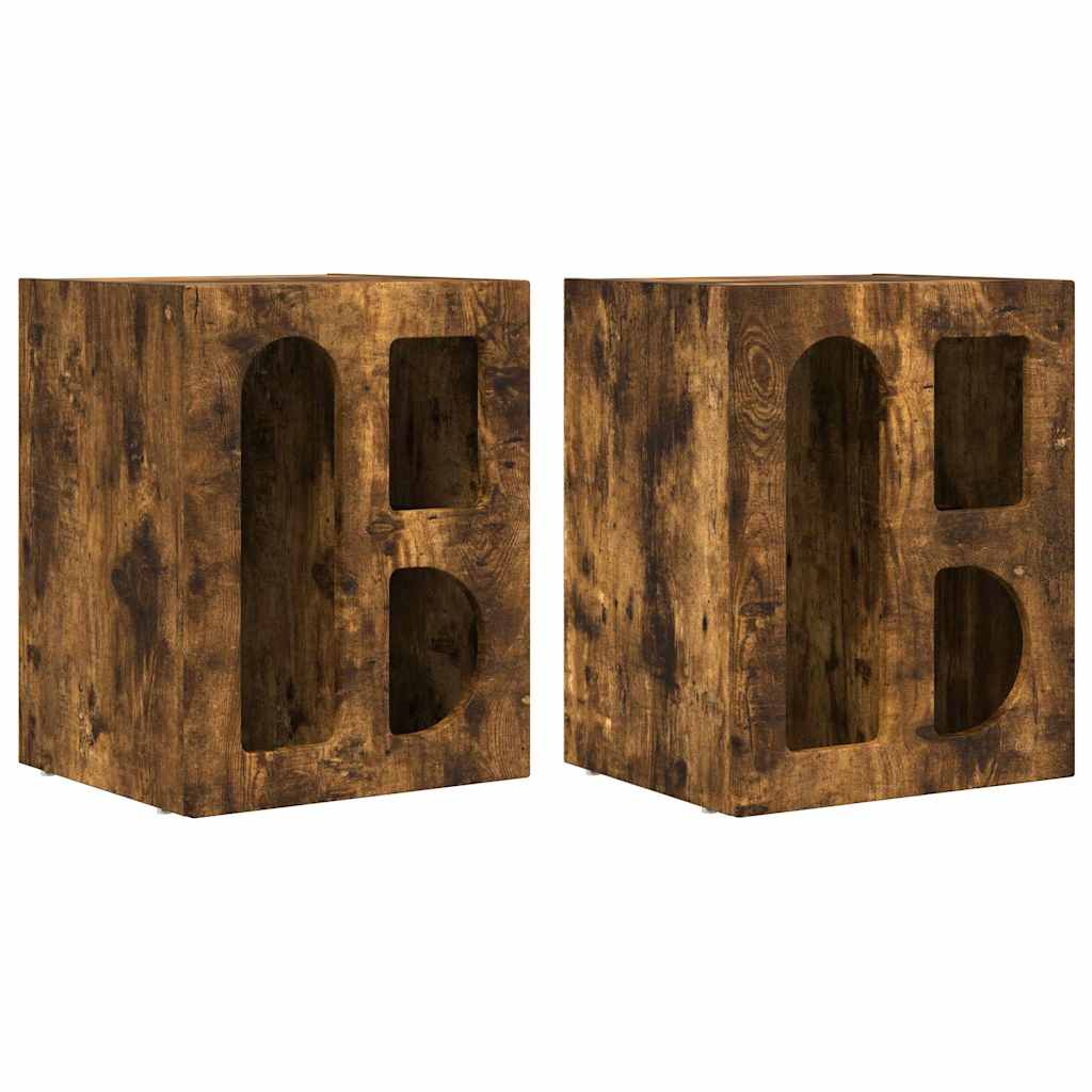Comodino 2 pz-Set di 2 Tavolino da notte Rovere fum¨¦ 40 x 35 x 50 cm Legno multistrato