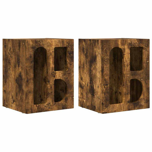 Comodino 2 pz-Set di 2 Tavolino da notte Rovere fum¨¦ 40 x 35 x 50 cm Legno multistrato