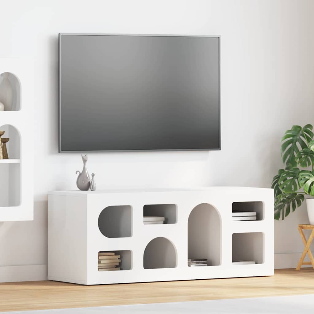 Mobile TV-Credenza TV-Console TV Bianco 100 x 35 x 40 cm Legno multistrato
