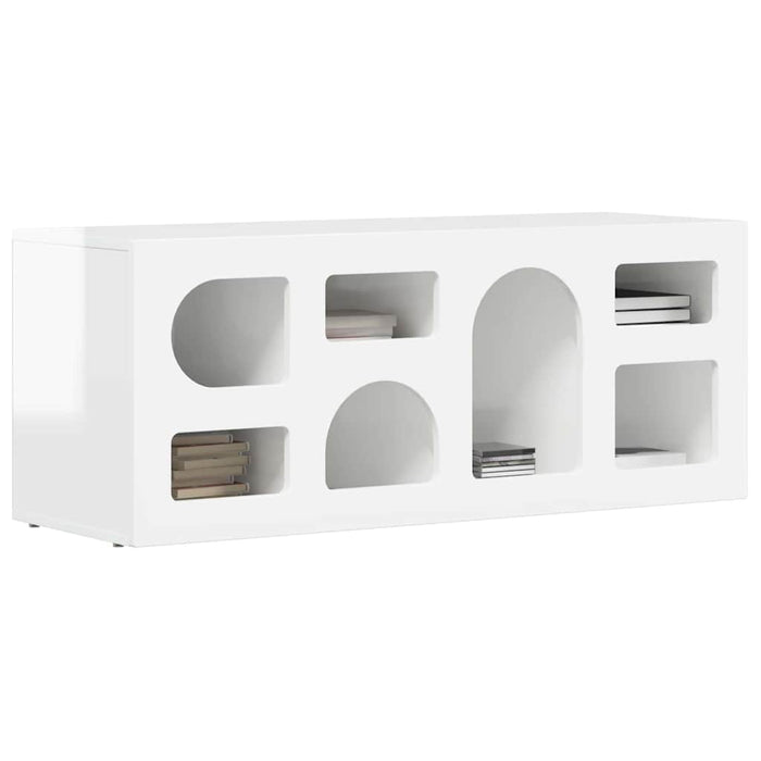 Mobile TV-Credenza TV-Console TV Bianco Lucido 100 x 35 x 40 cm Legno multistrato