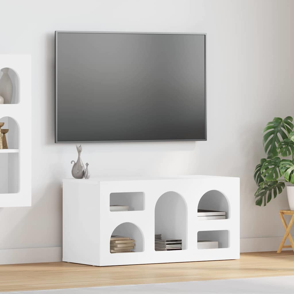 Mobile TV-Credenza TV-Console TV Bianco Lucido 80 x 35 x 40 cm Legno multistrato