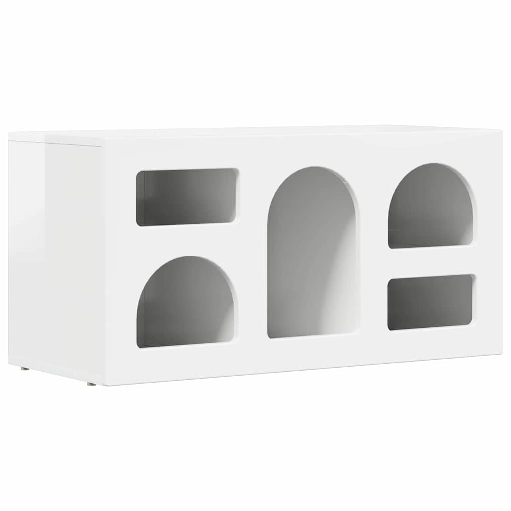 Mobile TV-Credenza TV-Console TV Bianco Lucido 80 x 35 x 40 cm Legno multistrato