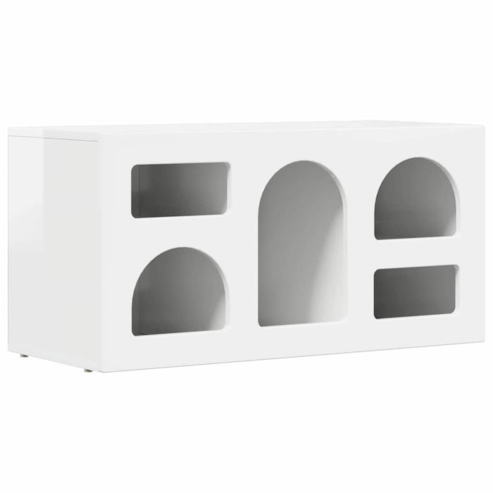 Mobile TV-Credenza TV-Console TV Bianco Lucido 80 x 35 x 40 cm Legno multistrato