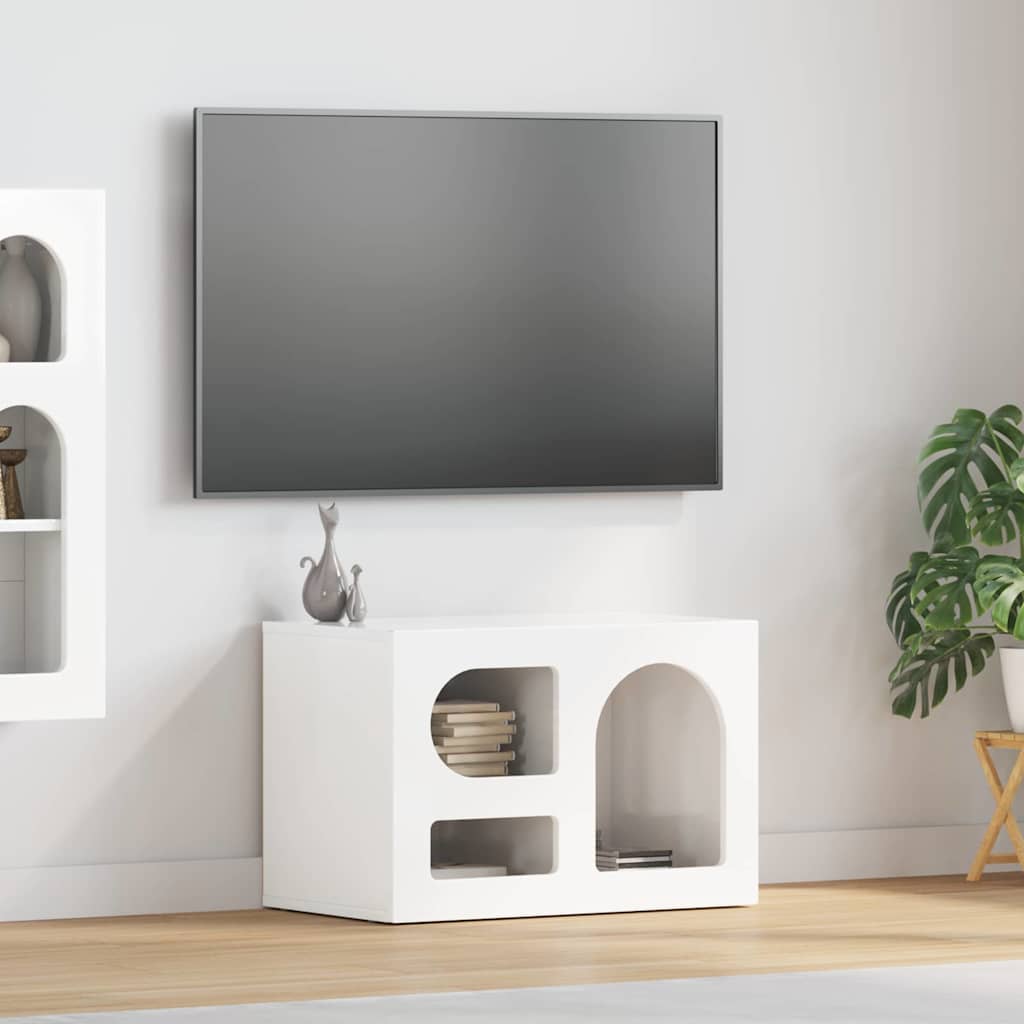 Mobile TV-Credenza TV-Console TV Bianco Lucido 60 x 35 x 40 cm Legno multistrato