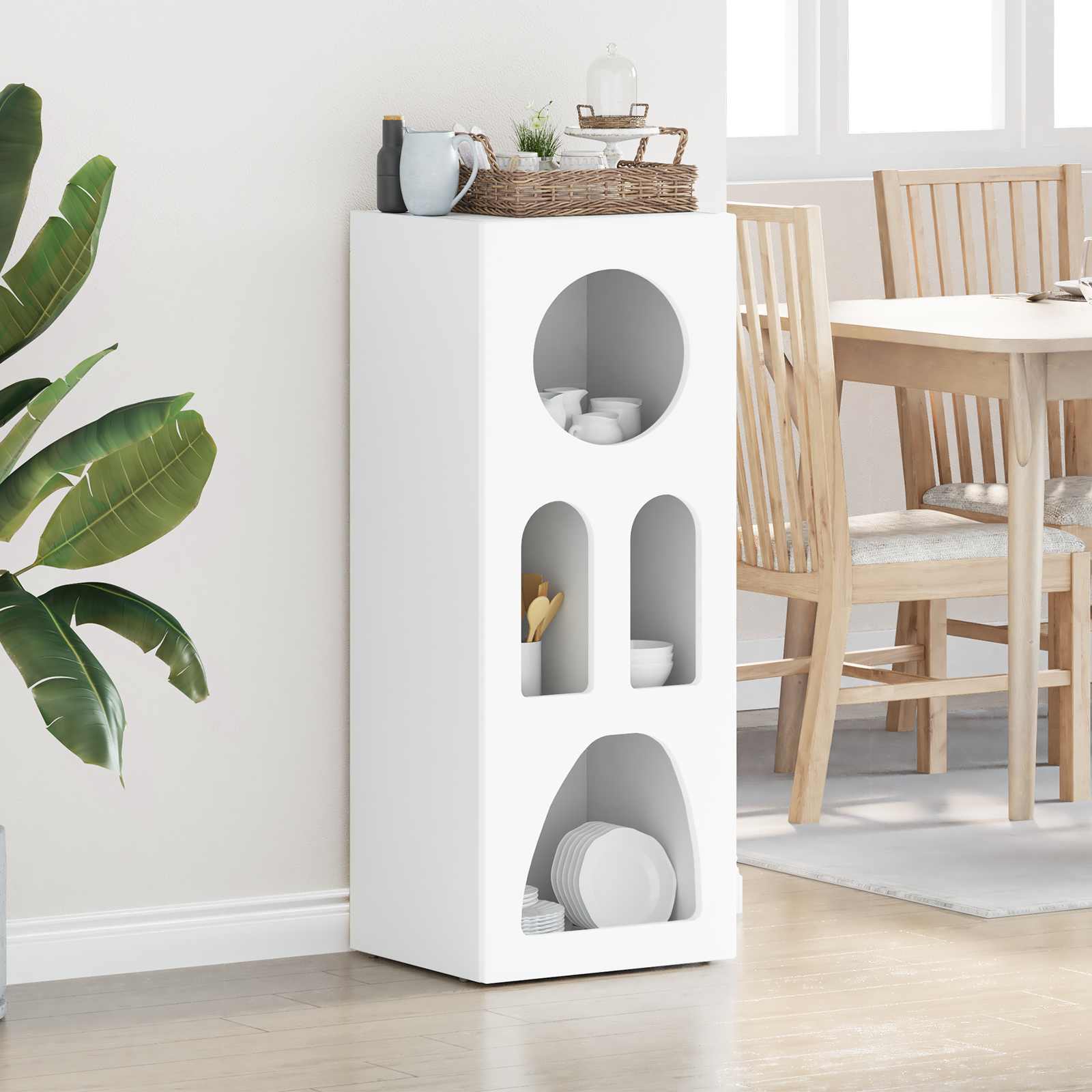 Credenza Bianco 40 x 35 x 100.5 cm Legno multistrato 891304