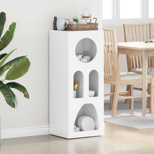 Credenza Bianco Lucido 40 x 35 x 100.5 cm Legno multistrato 891308