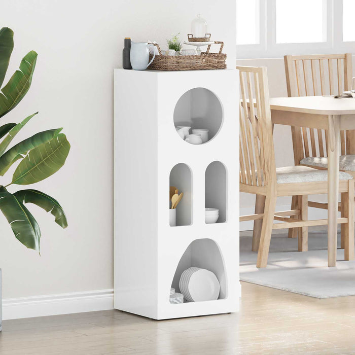 Credenza Bianco Lucido 40 x 35 x 100.5 cm Legno multistrato 891308