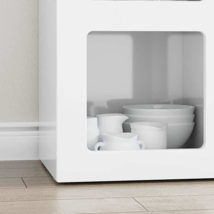 Credenza Bianco Lucido 59 x 35 x 80.5 cm Legno multistrato 891318