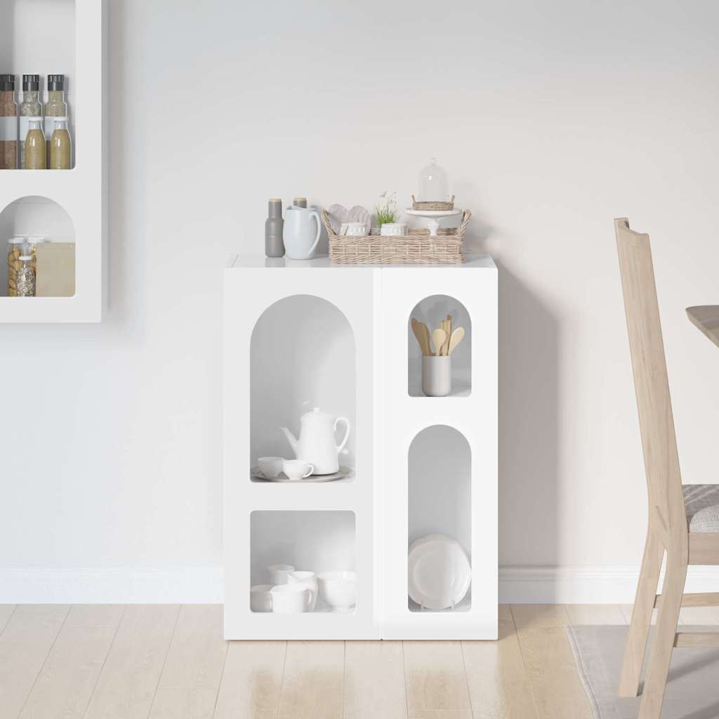 Credenza Bianco Lucido 59 x 35 x 80.5 cm Legno multistrato 891318