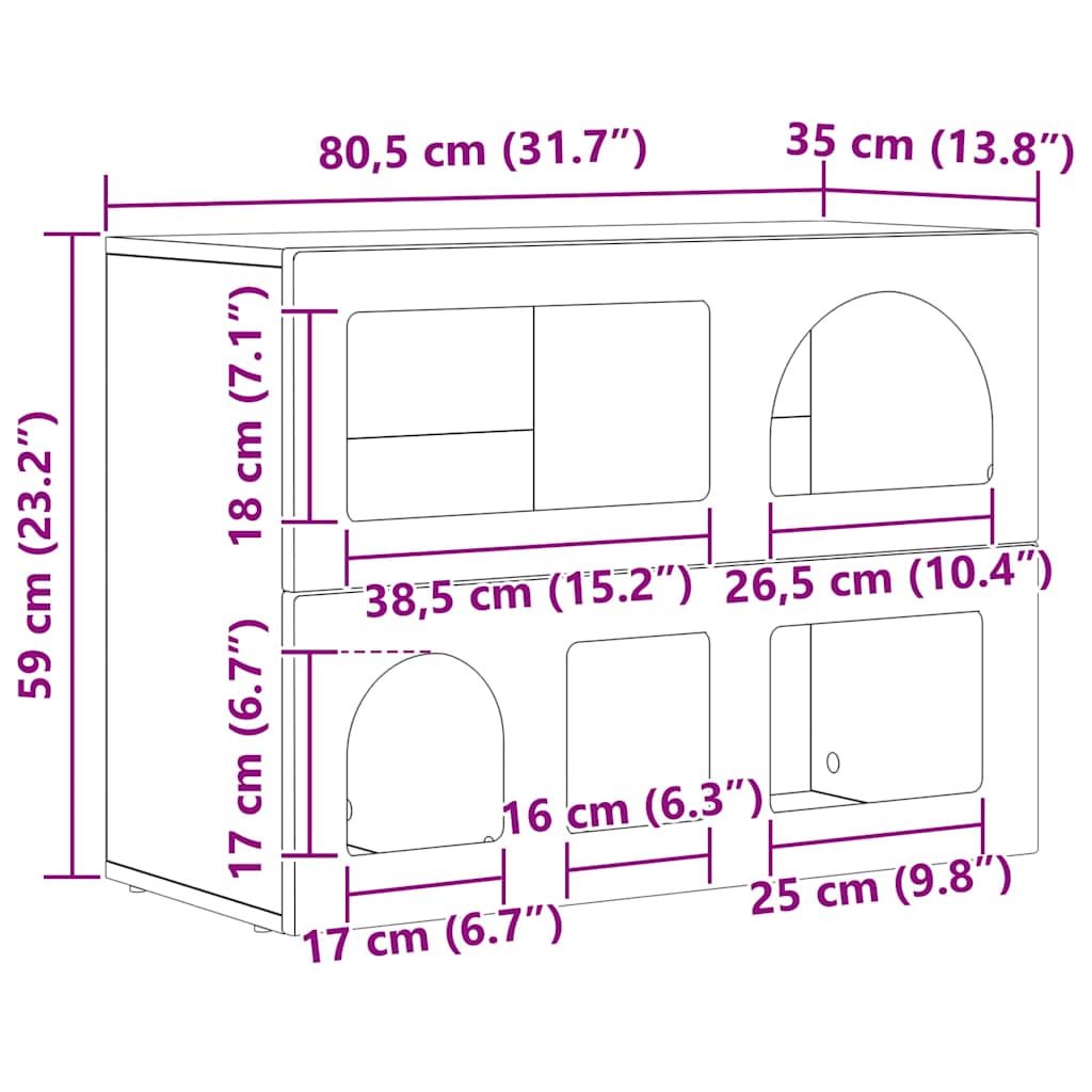 Credenza-Buffet-Armadio da cucina Legno vecchio 80.5 x 35 x 59 cm Legno multistrato
