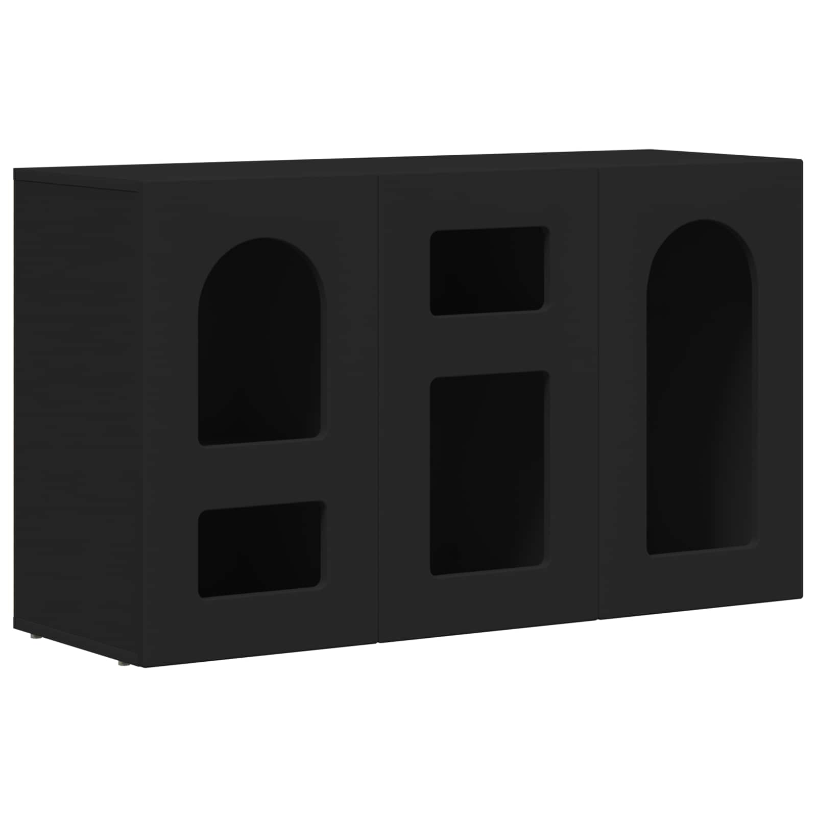 Credenza-Buffet-Armadio da cucina Nero 100 x 35 x 59 cm Legno multistrato