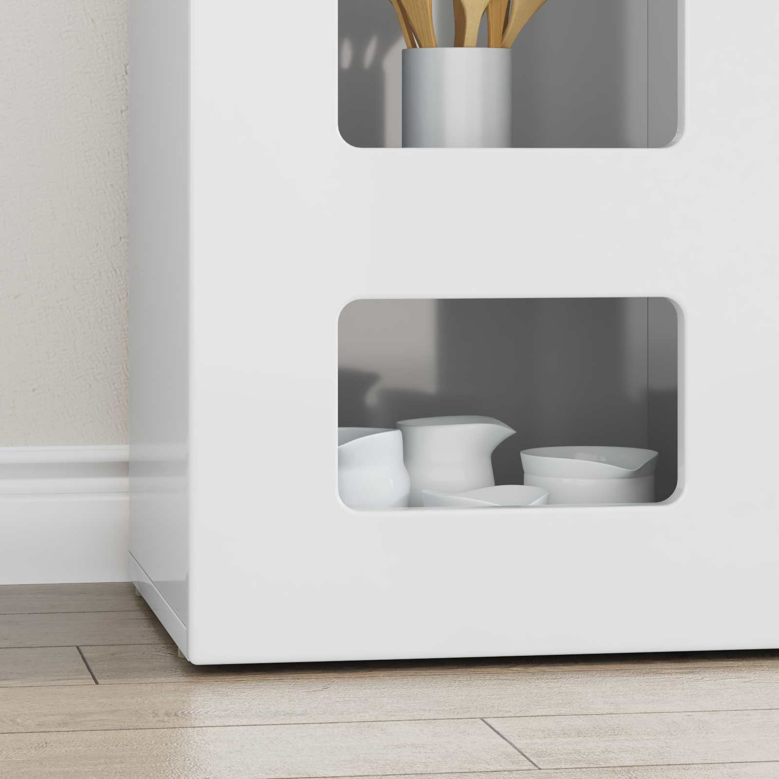 Credenza Bianco Lucido 100 x 35 x 59 cm Legno multistrato 891348