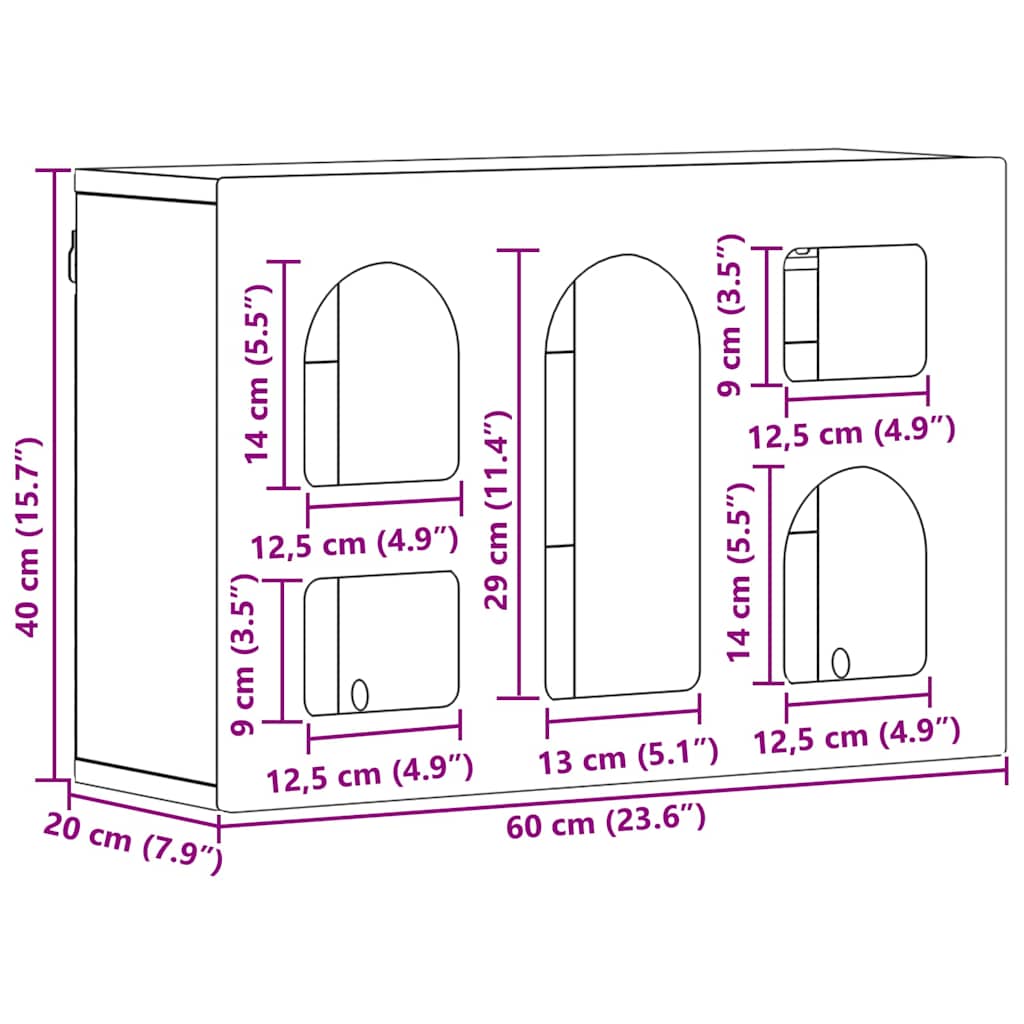 Armadio pensile con lo scaffale Grigio cemento 60 x 20 x 40 cm 891377