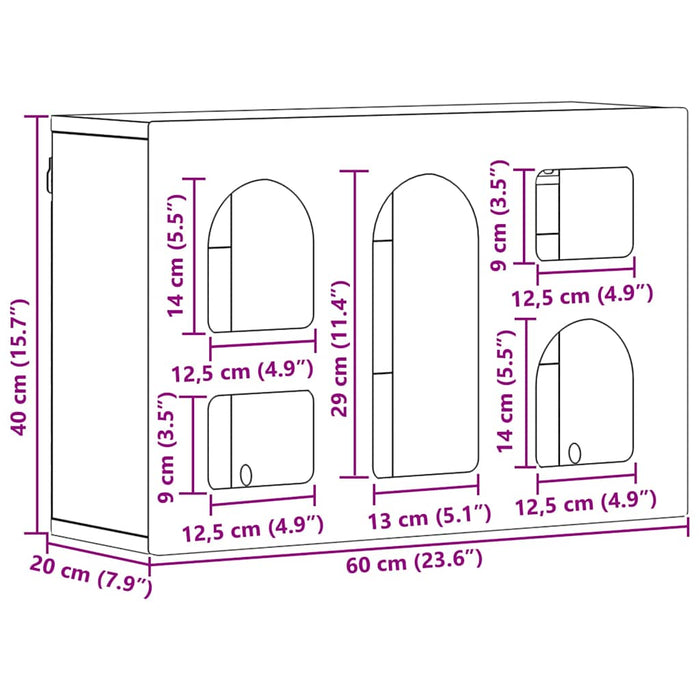 Armadio pensile con lo scaffale Grigio cemento 60 x 20 x 40 cm 891377