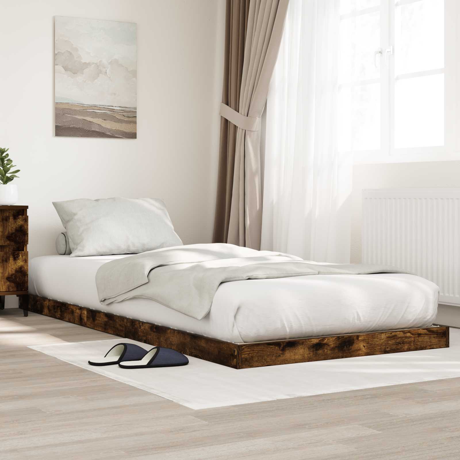 Struttura letto a terra Rovere fumé 70 x 190 cm 893520