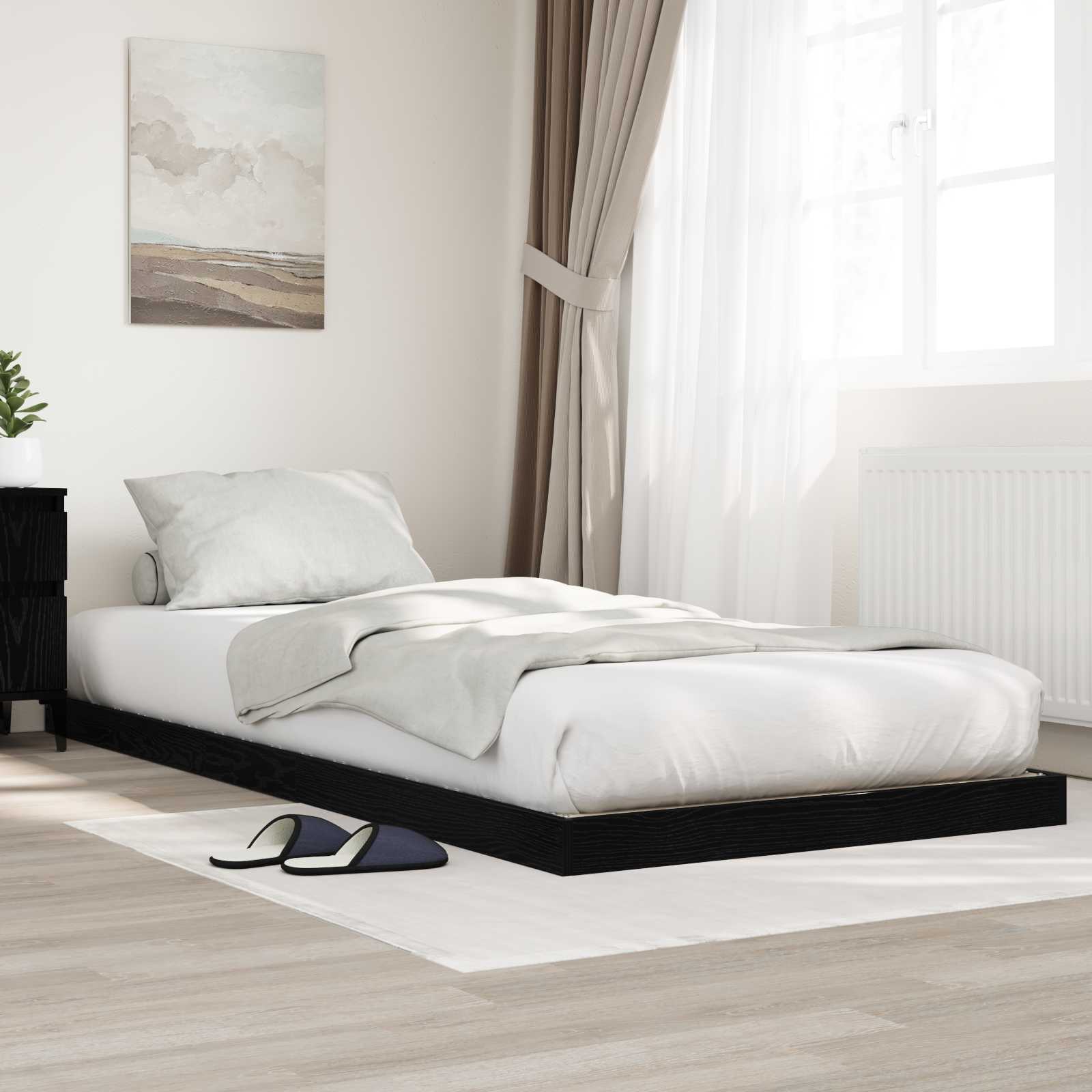 Struttura letto a terra Rovere Nero 90 x 200 cm 893549
