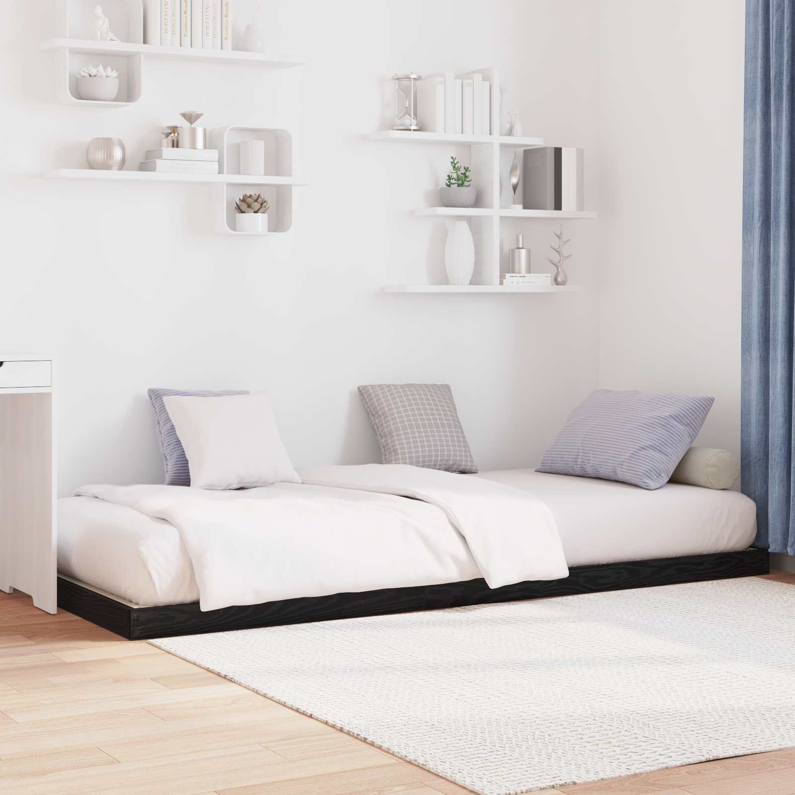 Struttura letto a terra Rovere Nero 90 x 200 cm 893549