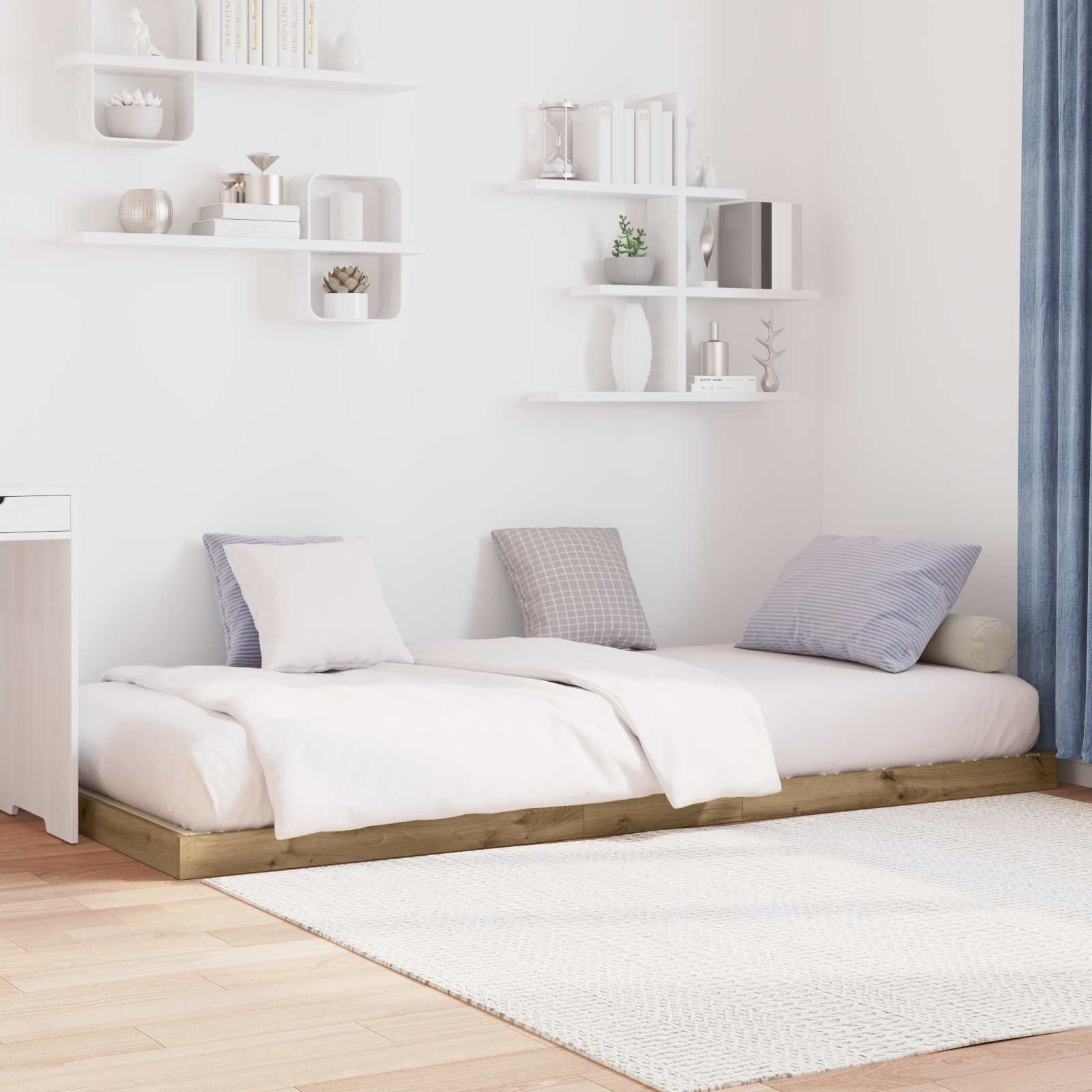 Struttura letto a terra Rovere artigianale 90 x 200 cm 893555