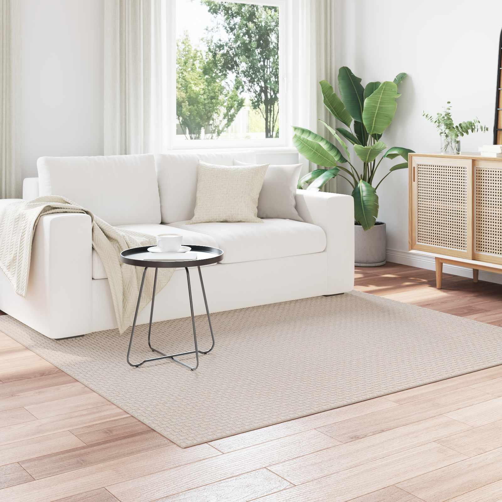 Tappeti per area Quadrato Crema 120 x 120 cm 42022564