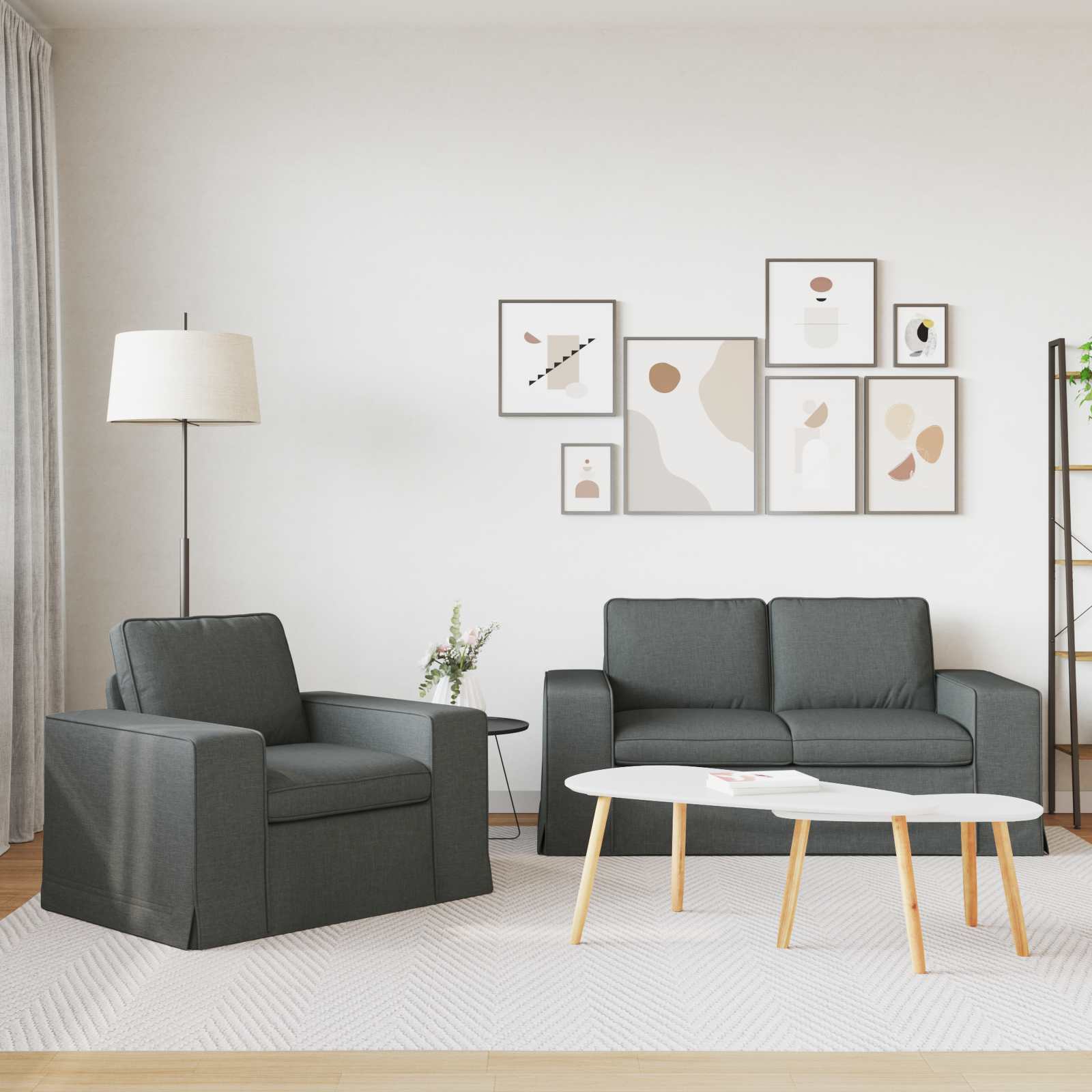 Divano 2 pcs Grigio scuro Metallo 3407501