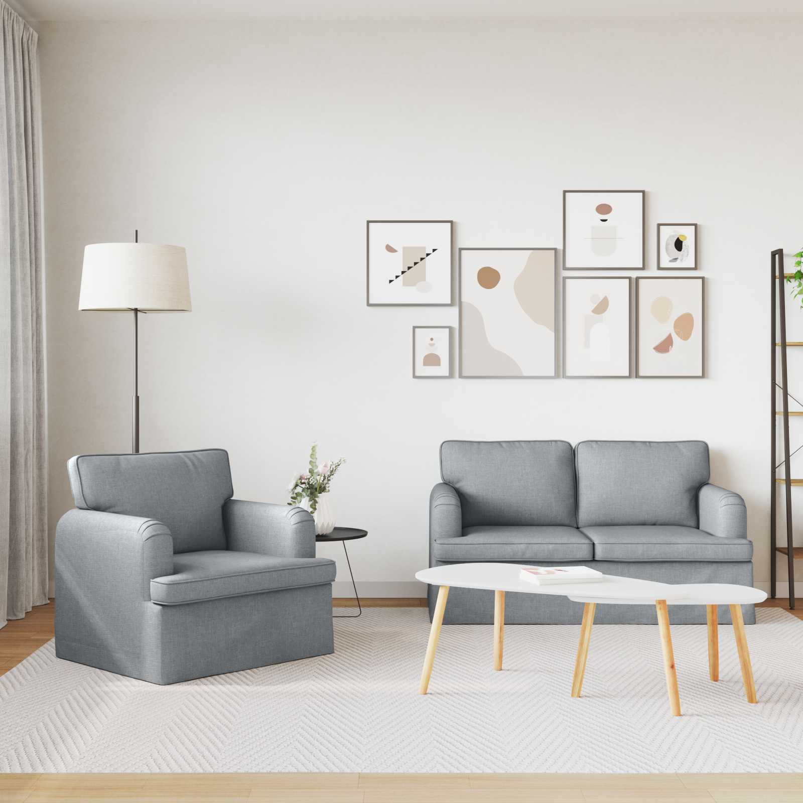 Divano 120cm 2 pcs Grigio chiaro Metallo 3407516