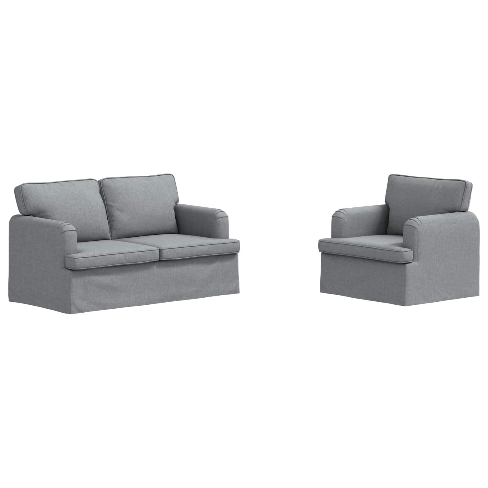Divano 120cm 2 pcs Grigio chiaro Metallo 3407516