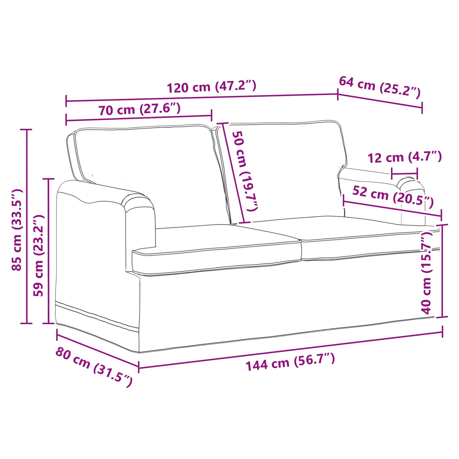 Divano 120cm 2 pcs Grigio chiaro Metallo 3407516