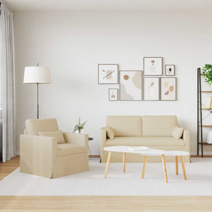 Divano 2 pcs Crema Metallo 3407542