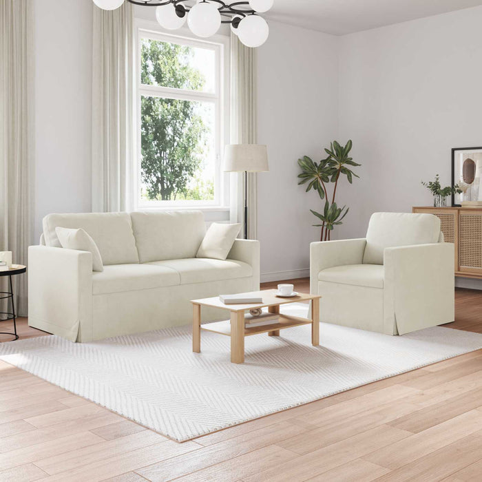 Divano 2 pcs Crema 158 x 78 x 80 cm Velluto 3407558