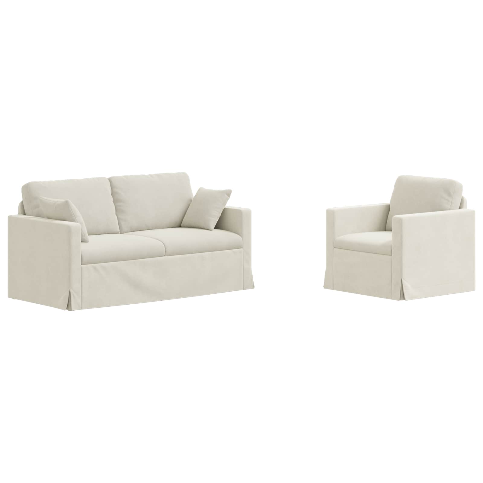 Divano 2 pcs Crema 158 x 78 x 80 cm Velluto 3407558