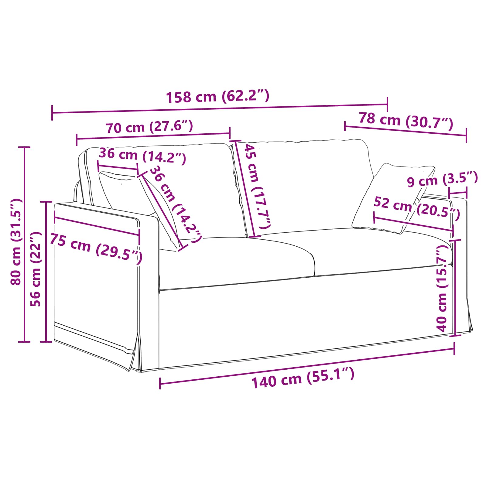 Divano 2 pcs Crema 158 x 78 x 80 cm Velluto 3407558