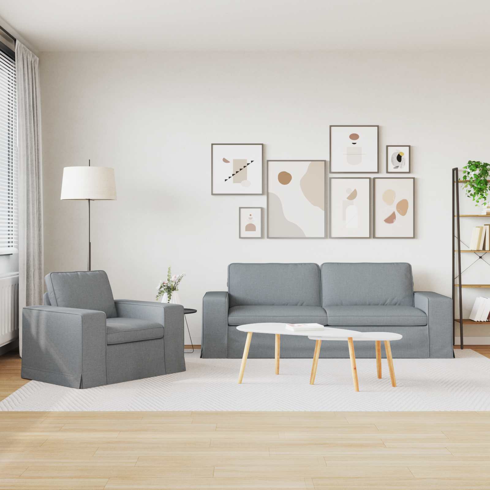 Divano 2 pcs Grigio chiaro Metallo 3407588