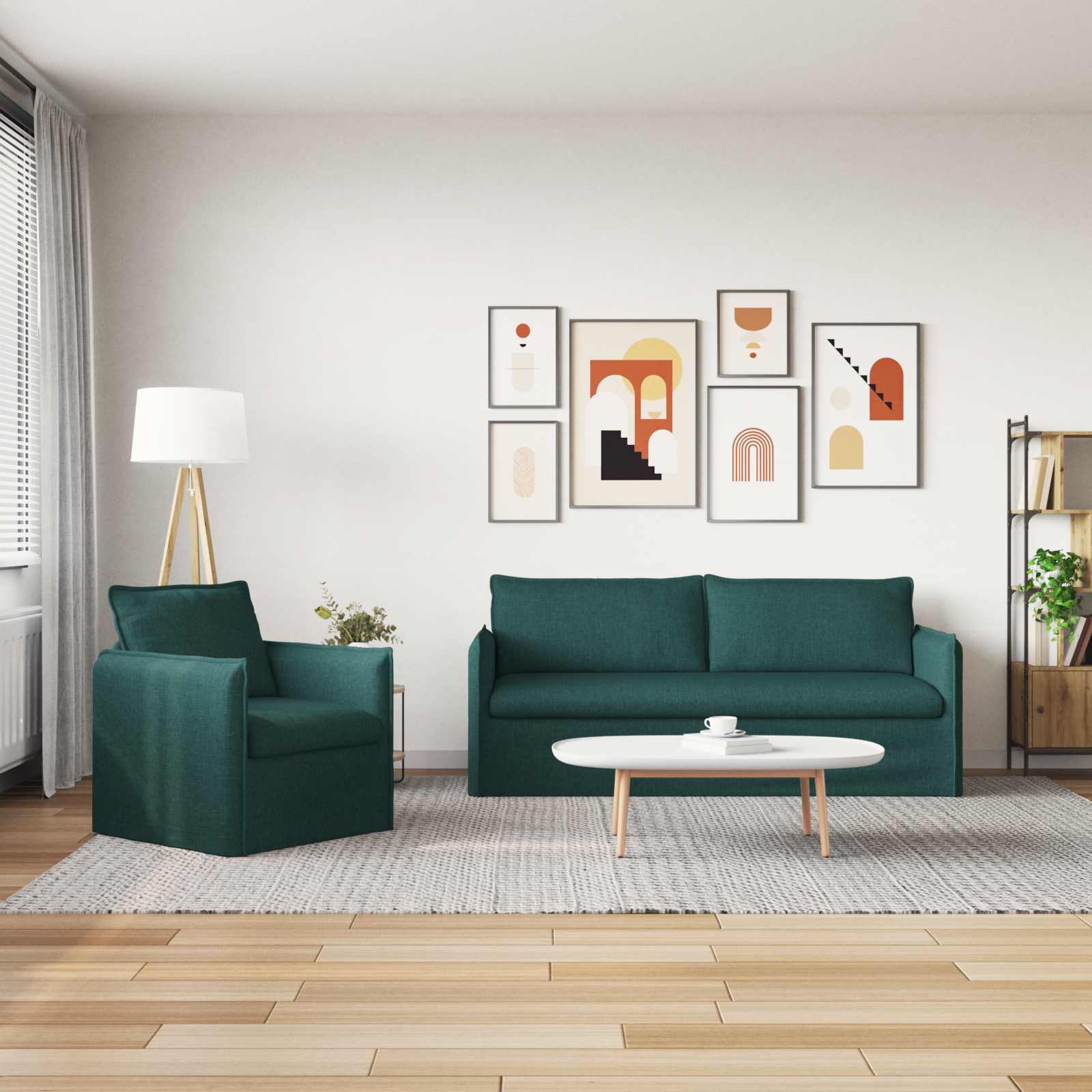 Divano 180cm 2 pcs Verde Scuro Metallo 3407614