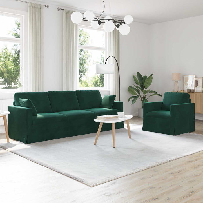 Divano 2 pcs Verde Scuro 228 x 78 x 80 cm Velluto 3407627