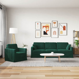 Divano 2 pcs Verde Scuro 228 x 78 x 80 cm Velluto 3407627